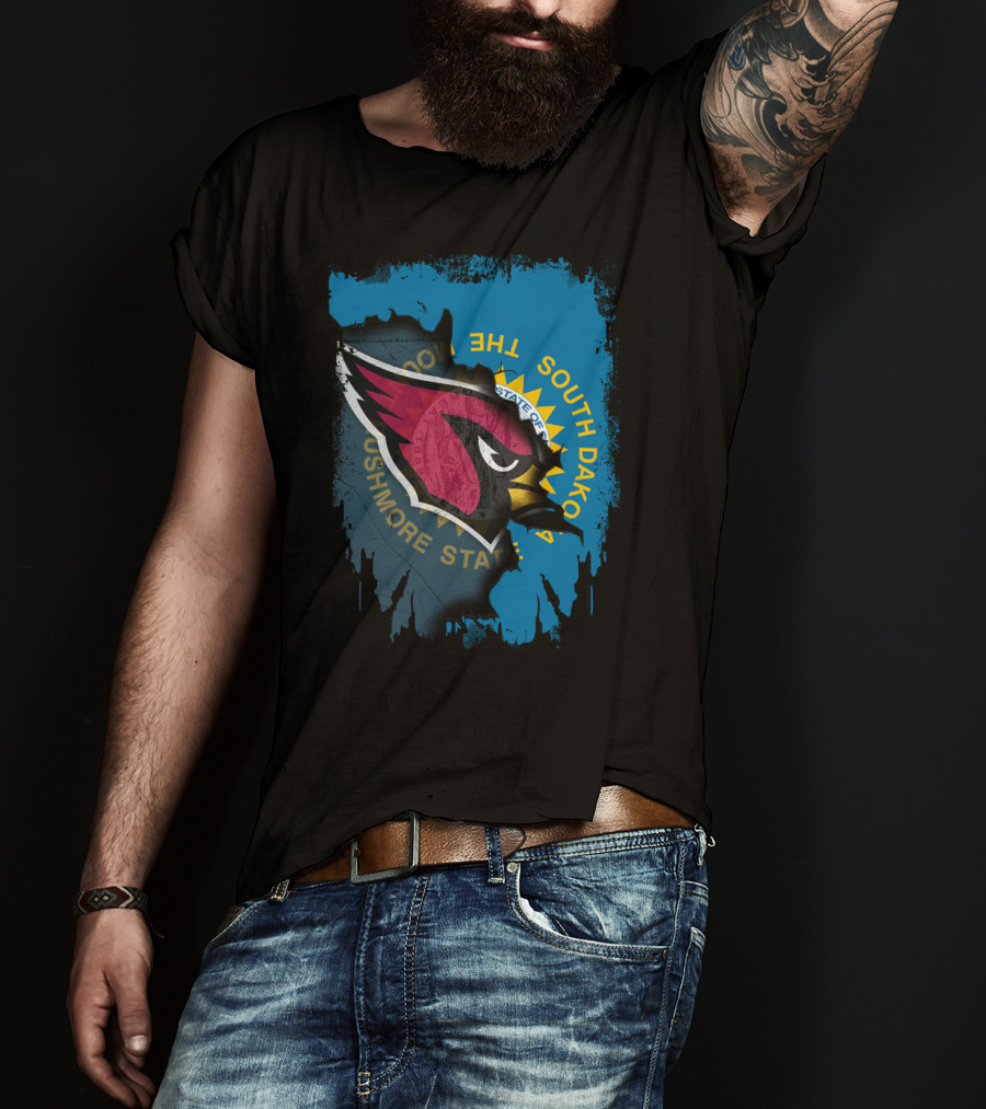 South Dakota State Flag With Cardinals Logo Together T-Shirt