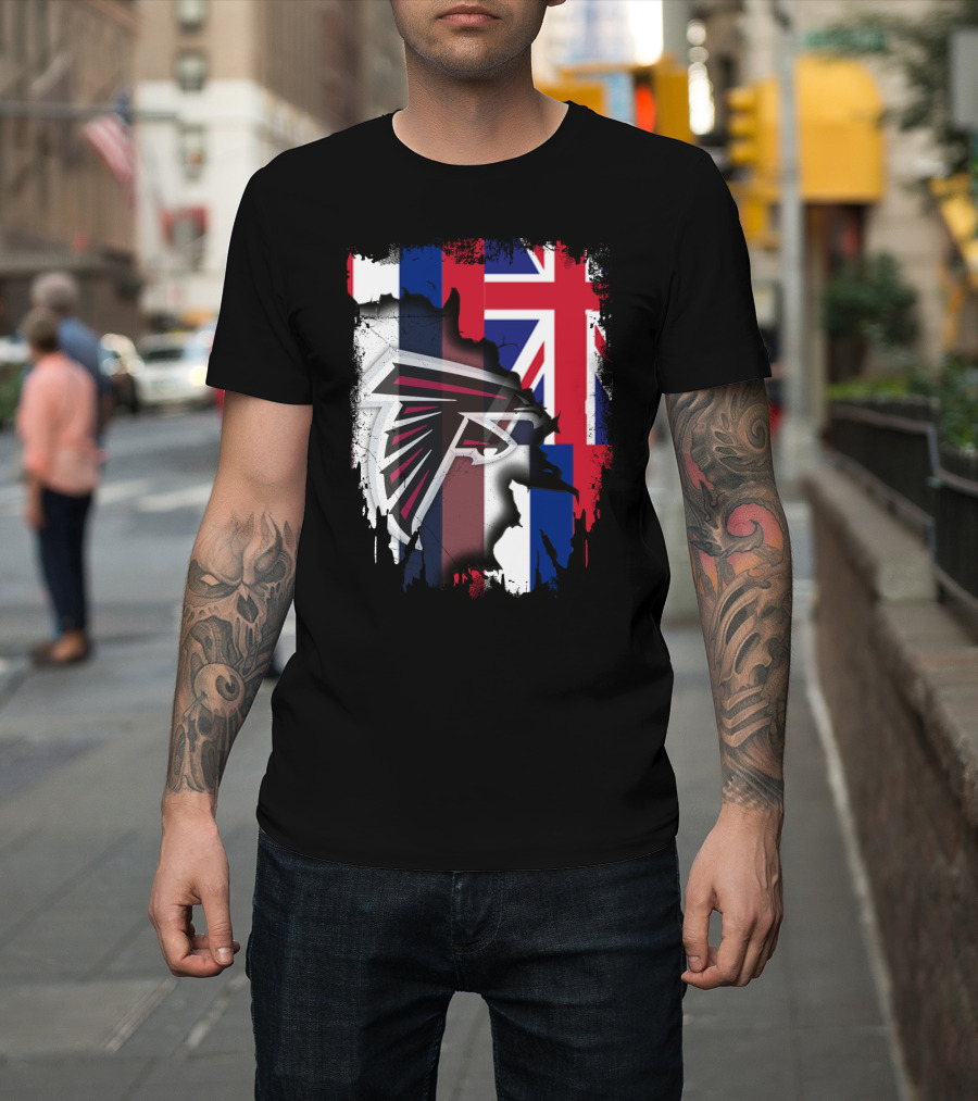 Hawaii Flag Blended with Atlanta Falcons Logo Together T-Shirt