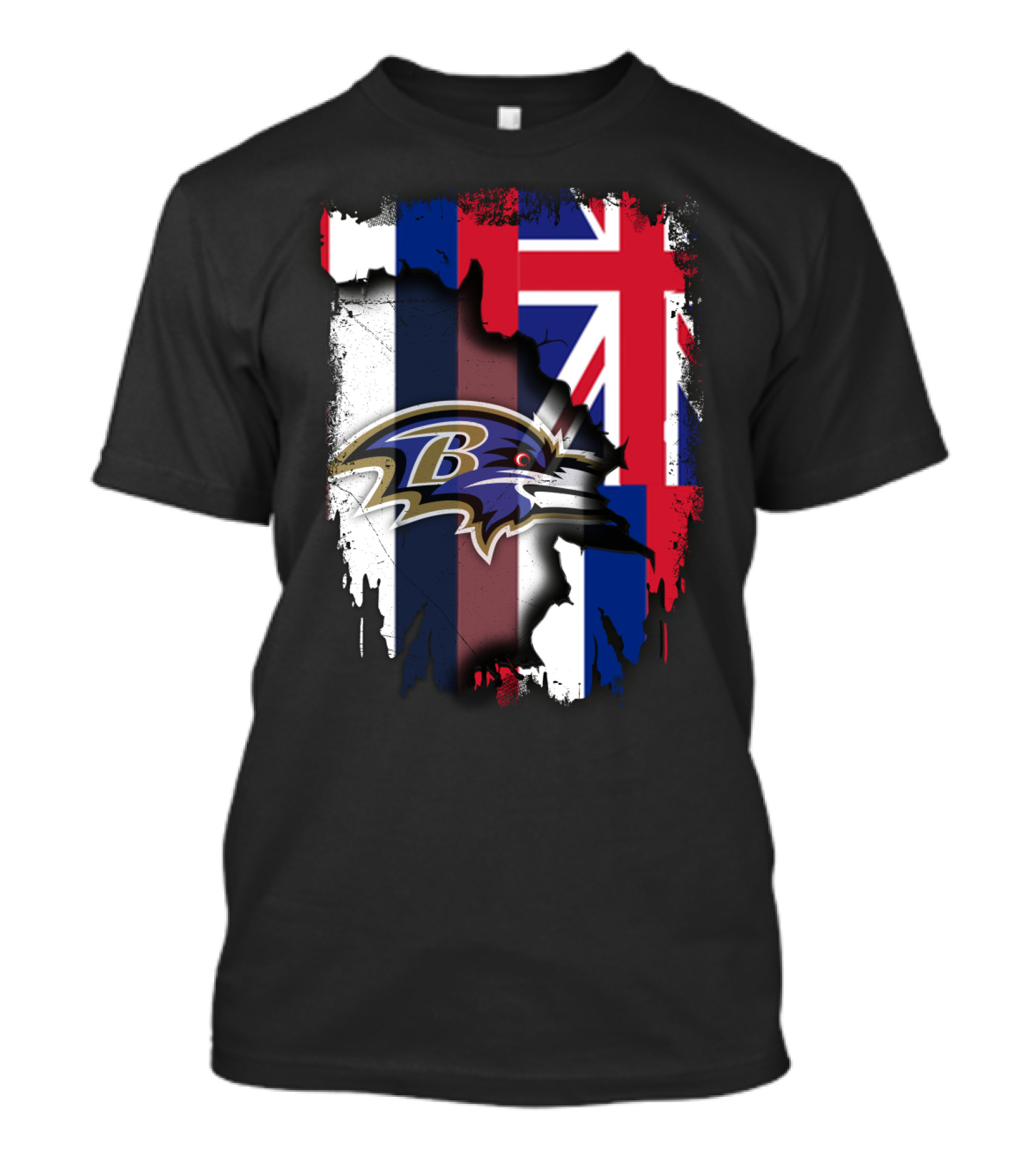 Baltimore Ravens Logo Over Hawaiian Flag Together T-Shirt