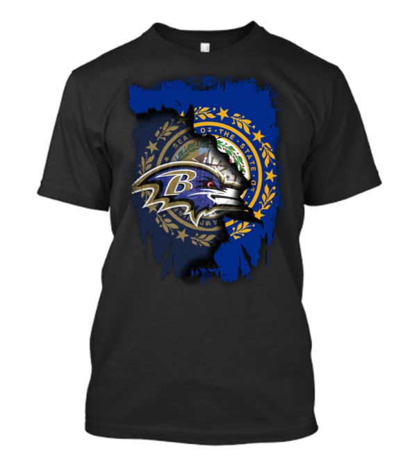 New Hampshire State Seal With Ravens NFL Logo Integration T-Shirt
