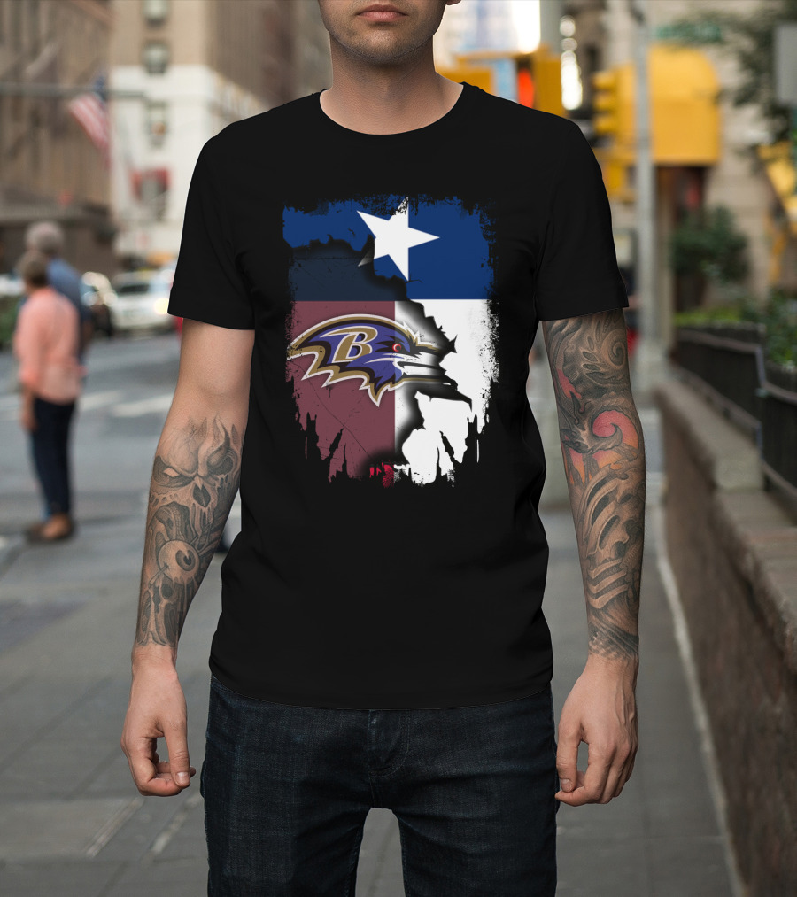 Texas and Baltimore Ravens Unity Featuring Lone Star and Team T-Shirt