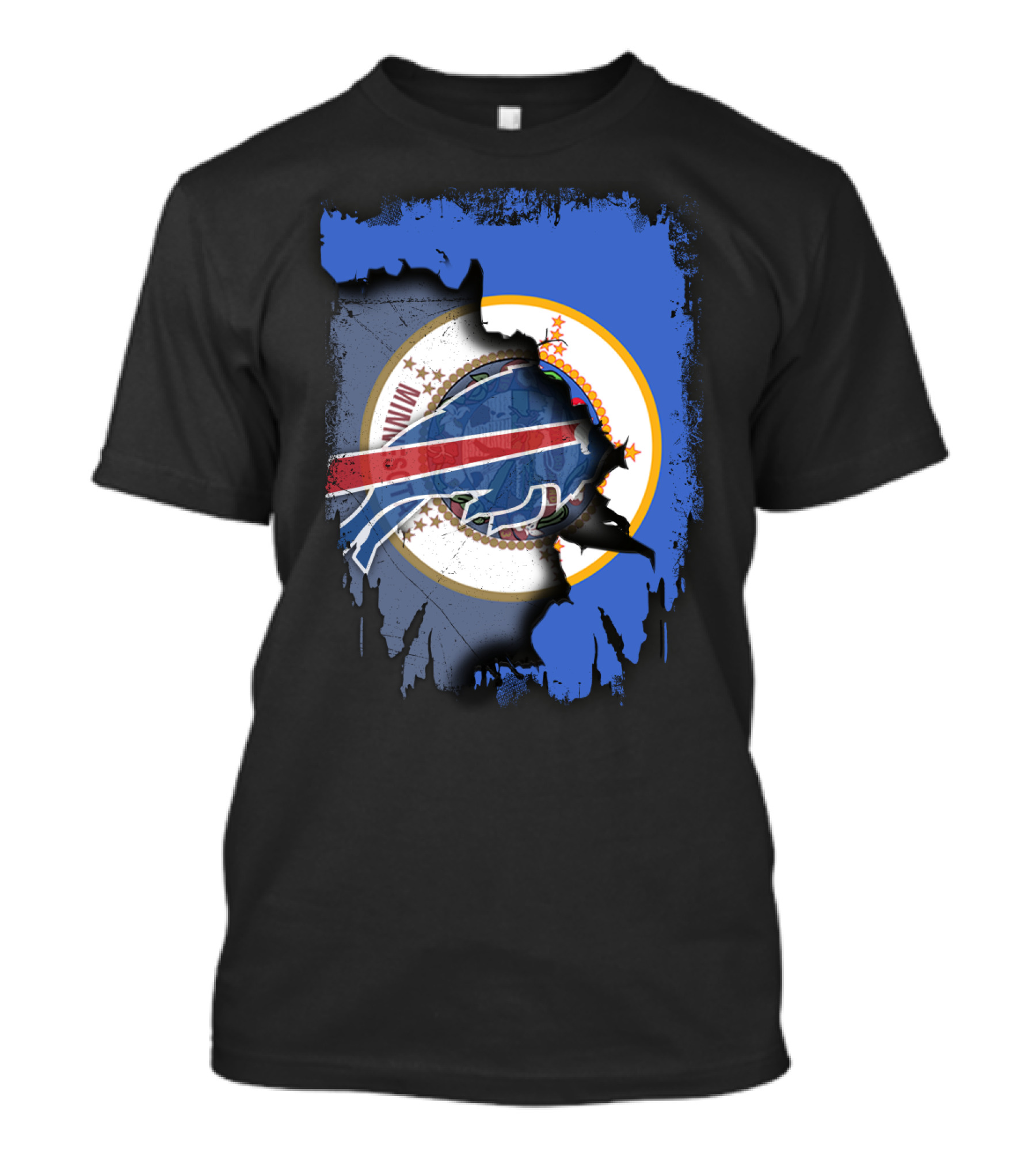 Together Minnesota Buffalo Bills State Flag Fusion T-Shirt