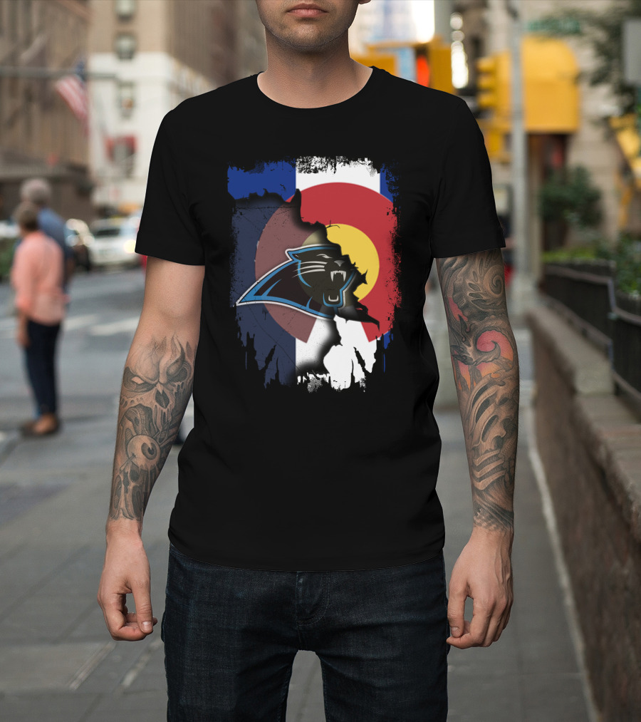 Colorado Flag with Panthers Logo Overlay T-Shirt
