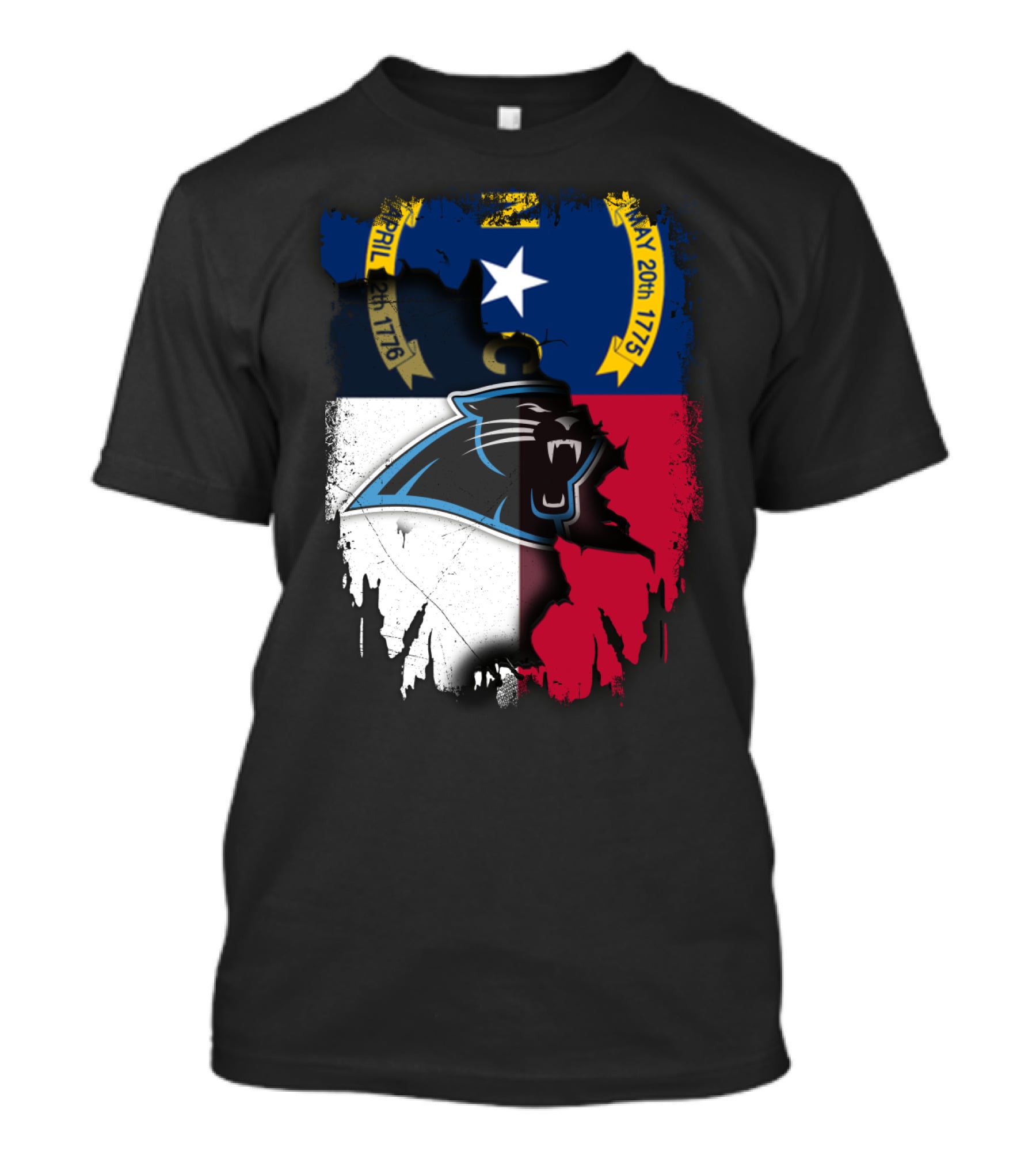 Together North Carolina With Panthers State Flag April 1776 May 1775 T-Shirt