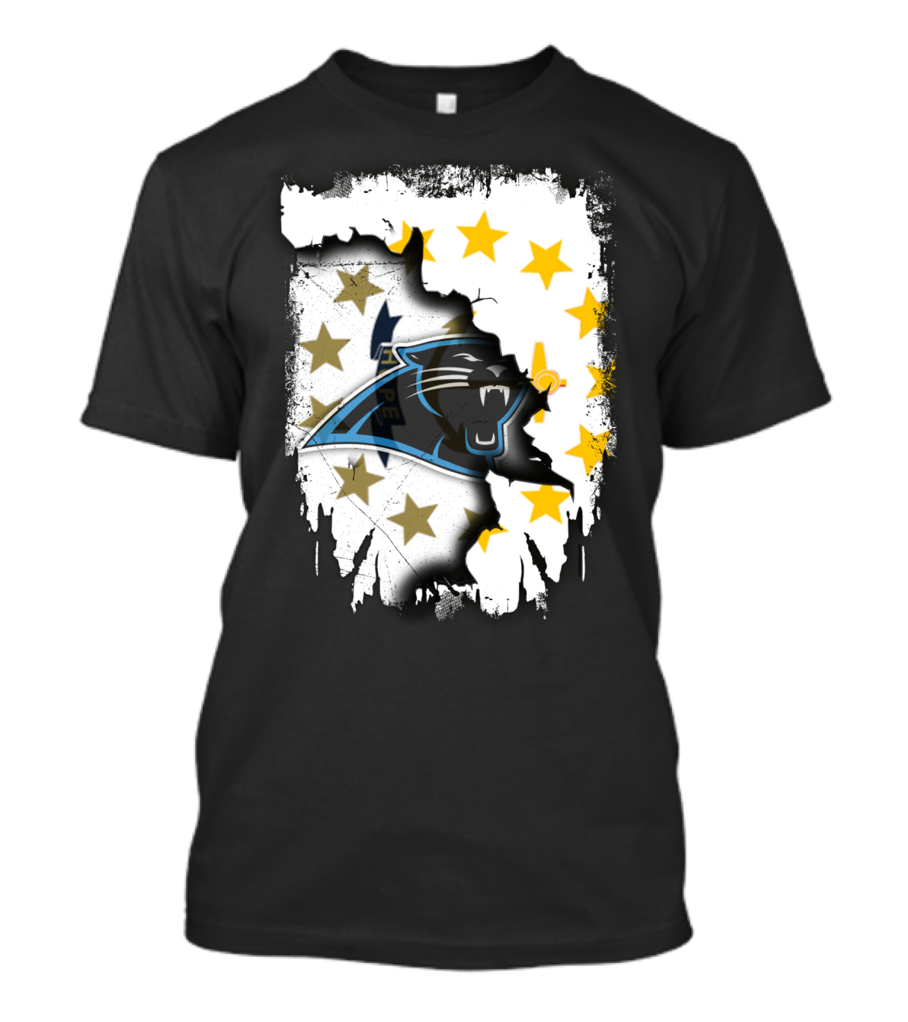 Rhode Island United With Carolina Panthers Logo And Stars T-Shirt