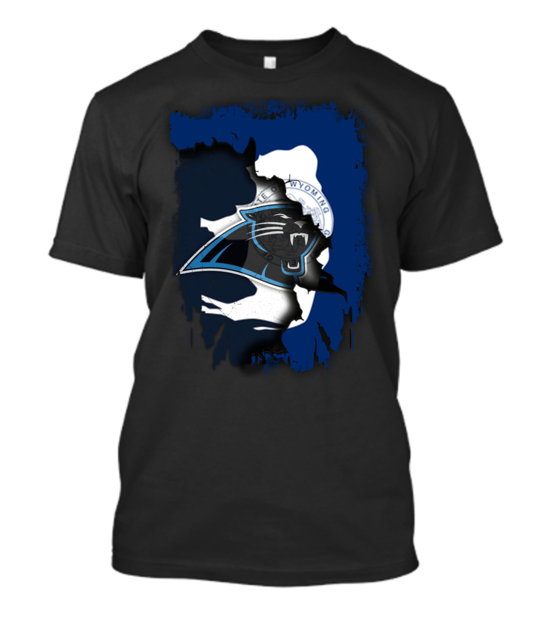 Wyoming Unity With Carolina Panthers Emblem T-Shirt