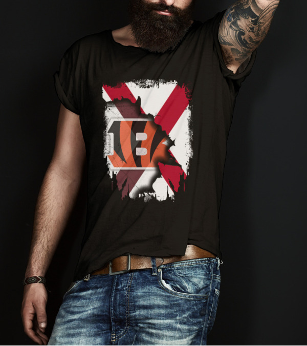 Together Alabama Red X With Cincinnati Bengals Stripes T-Shirt