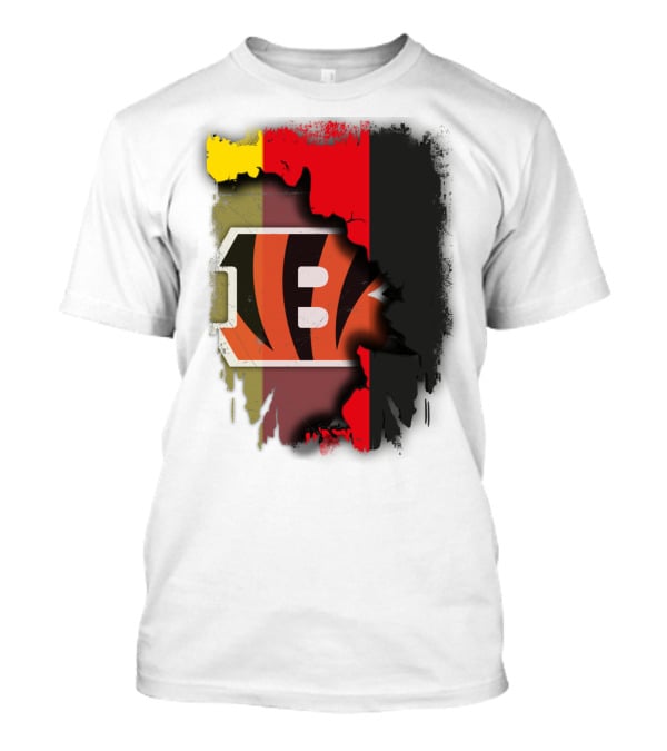 Germany Flag With Cincinnati Bengals Logo Fusion T-Shirt