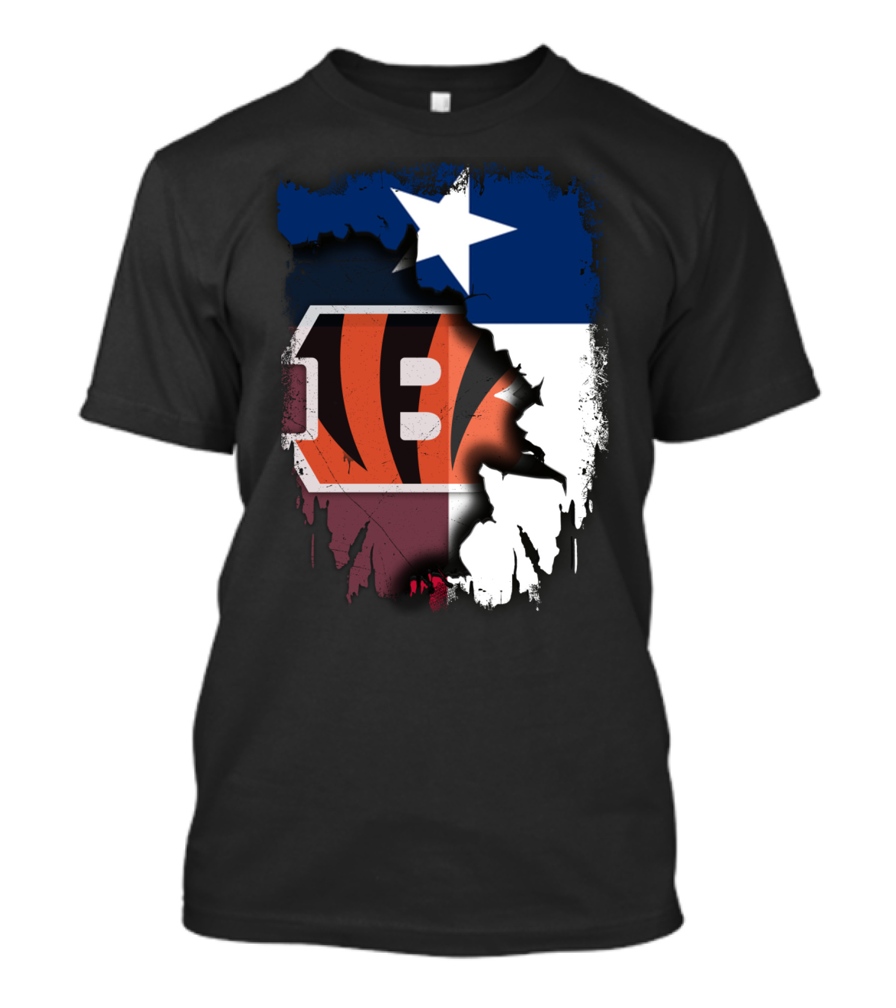 Texas Lone Star And Cincinnati Bengals NFL Fusion T-Shirt