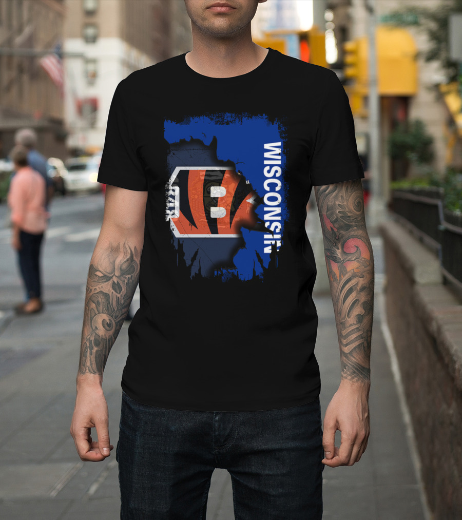 Wisconsin Pride With Cincinnati Bengals Logo Integration T-Shirt