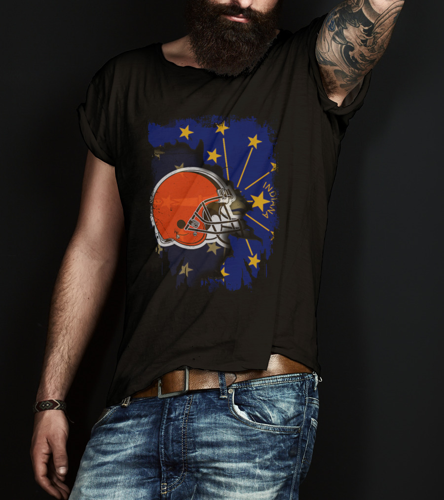 Together Indiana With Browns Helmet And Stars T-Shirt
