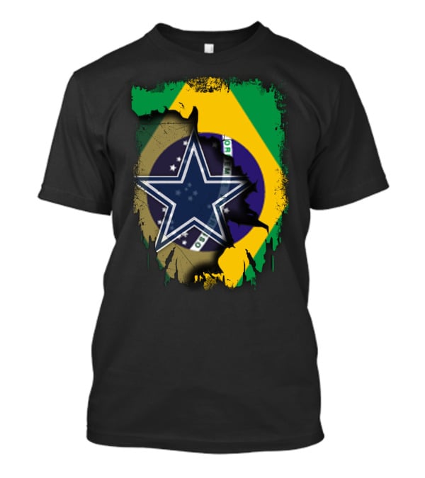 Brazilian Flag And Dallas Cowboys Star United T-Shirt
