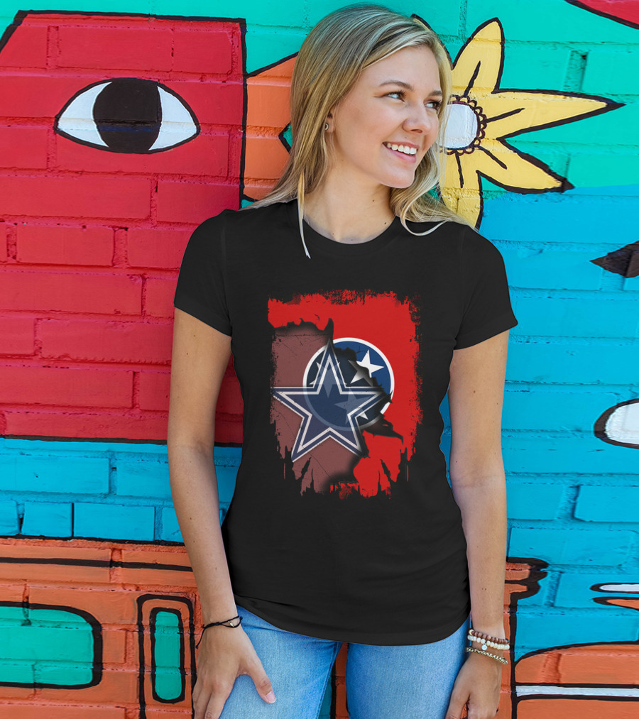 Tennessee Cowboys Star With Tri-Star Flag Fusion T-Shirt