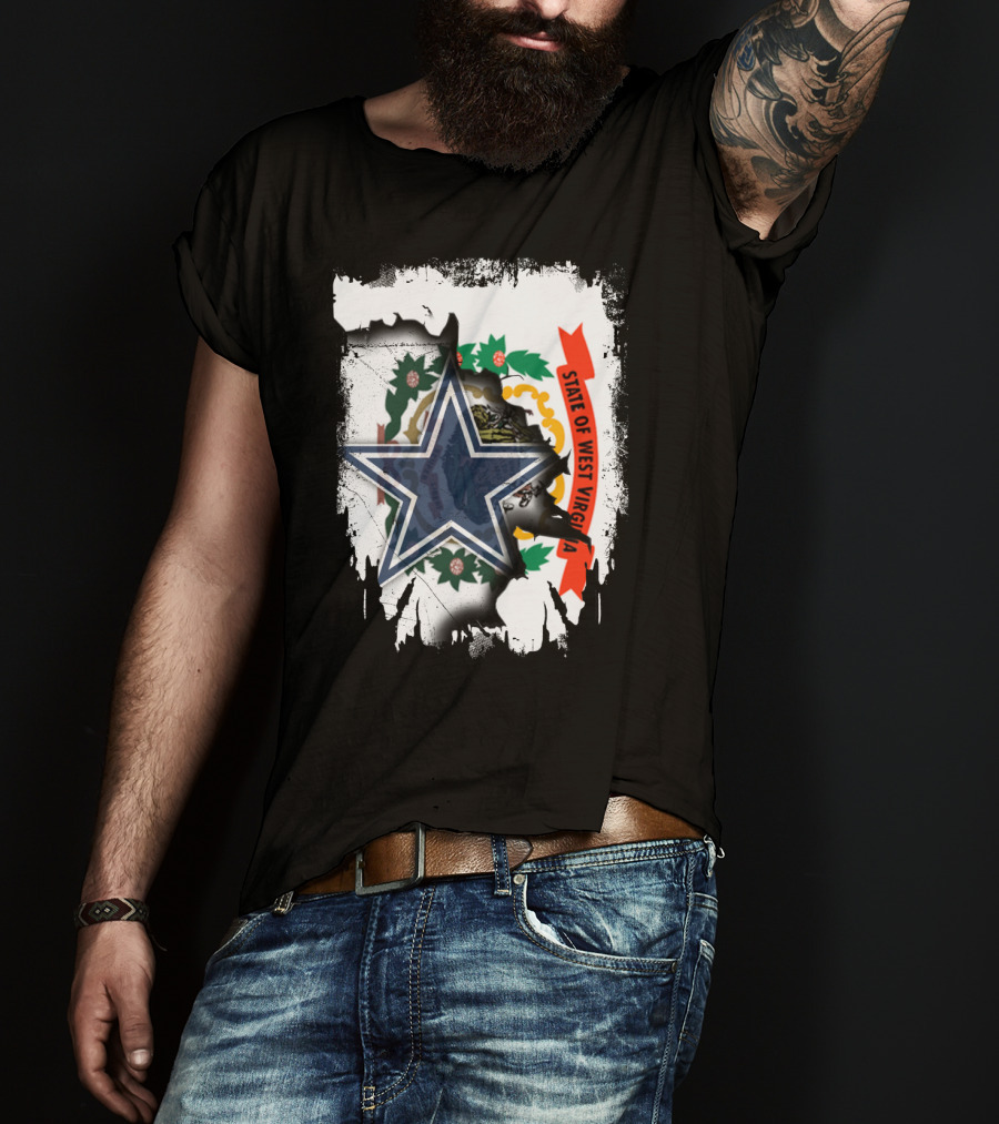State Of West Virginia And Dallas Cowboys Star Fusion T-Shirt