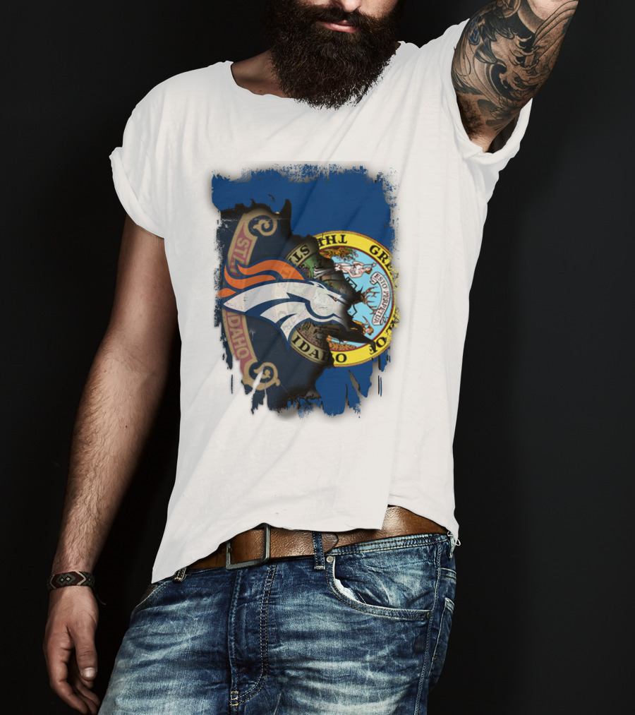 Idaho State Pride With Denver Broncos Emblem T-Shirt