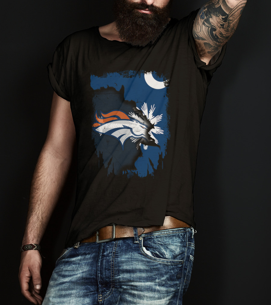 Together With Broncos In South Carolina Palmetto And Crescent T-Shirt