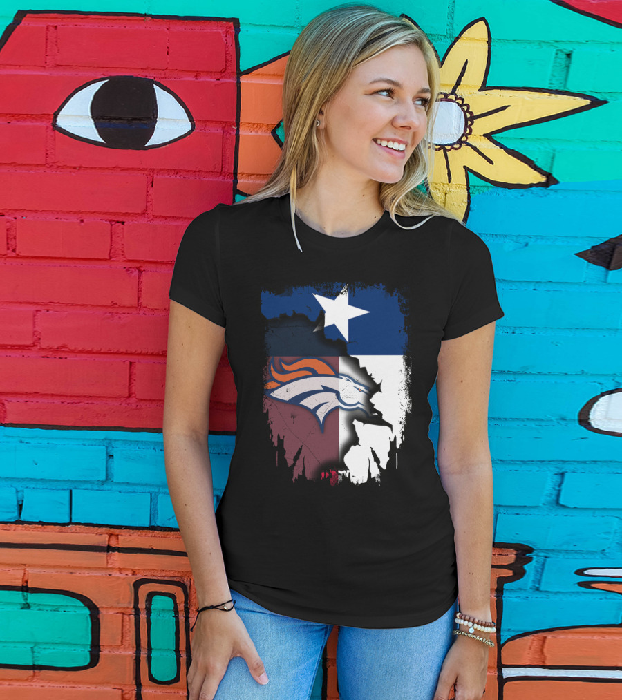 Together Texas Denver Broncos Texas Flag T-Shirt