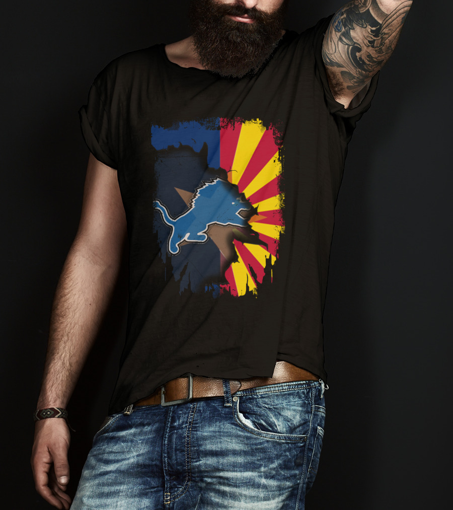 Arizona Flag With Detroit Lions Dual T-Shirt