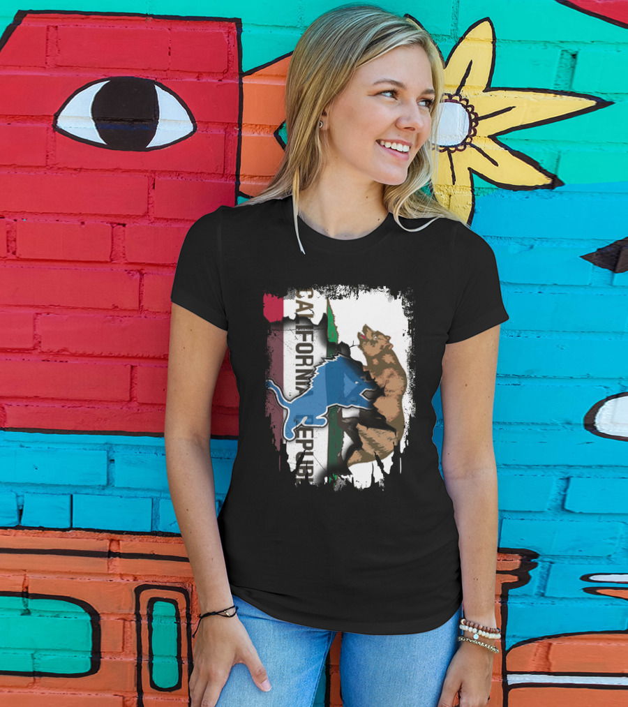 California Republic With Blue Lion And Bear T-Shirt