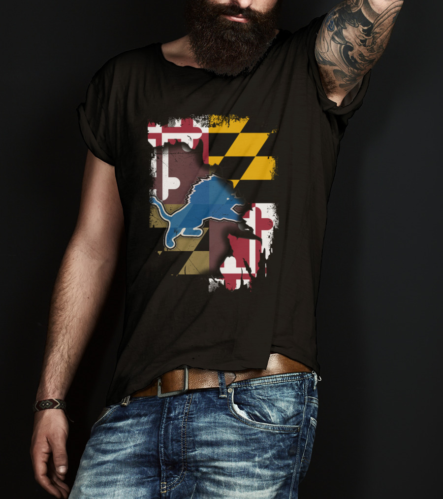 Maryland State Pride With Detroit Lions Team Spirit T-Shirt