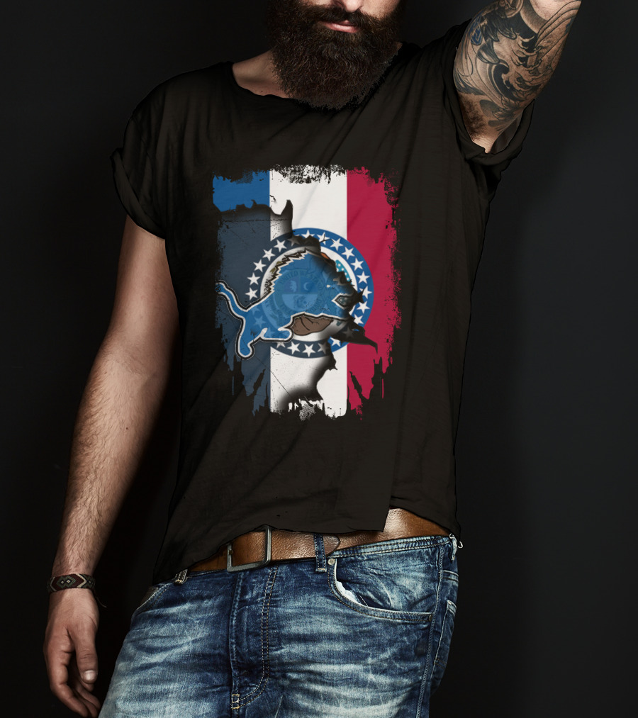 Missouri Lions Team Pride With State Flag Colors T-Shirt