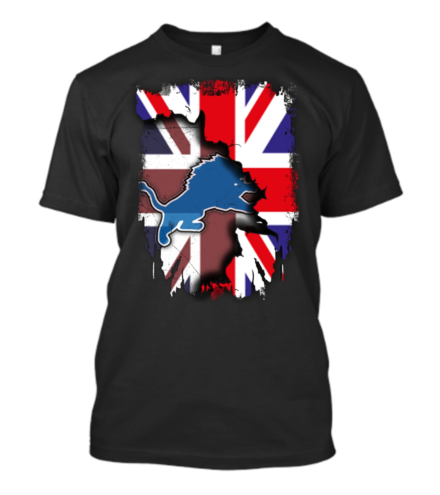 United Kingdom Flag With Blue Lion Emblem T-Shirt