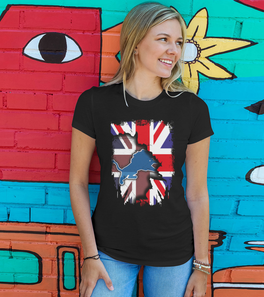 United Kingdom Flag With Blue Lion Emblem T-Shirt