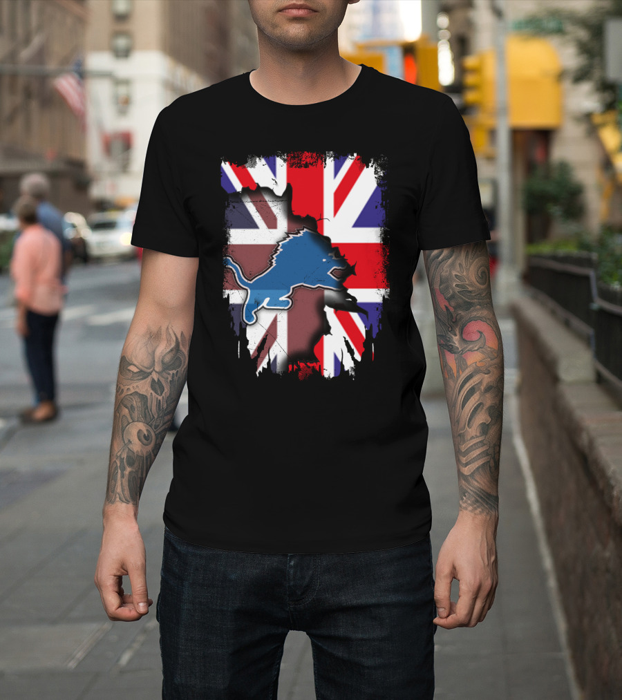 United Kingdom Flag With Blue Lion Emblem T-Shirt