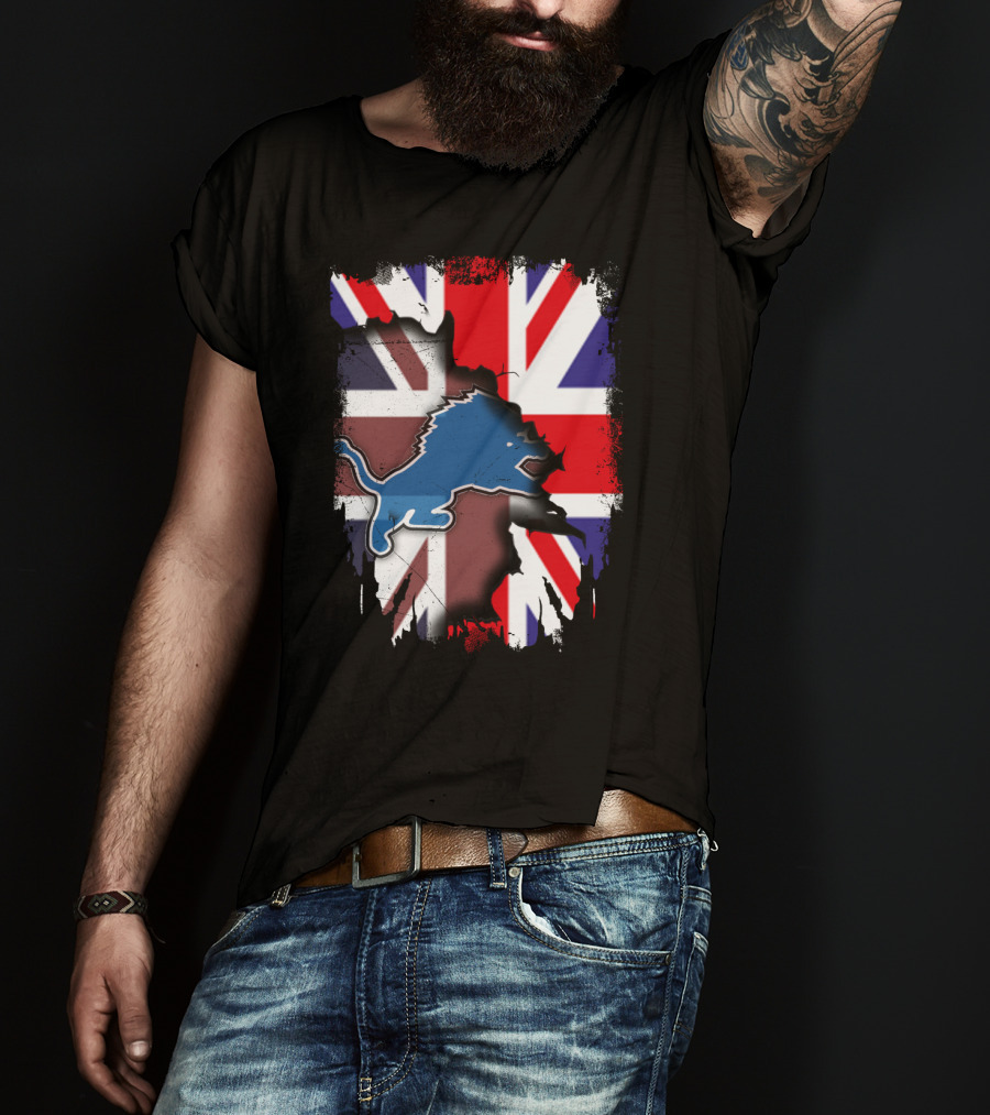 United Kingdom Flag With Blue Lion Emblem T-Shirt