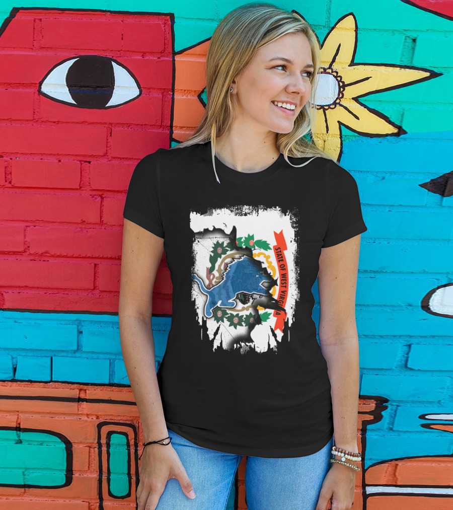 State Of West Virginia With Lions Symbol Together T-Shirt