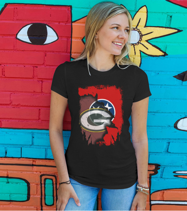 Together Tennessee With Green Bay Packers Logo Over Tennessee Flag T-Shirt