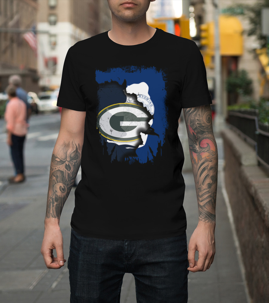 Wyoming State And Green Bay Packers Fusion T-Shirt