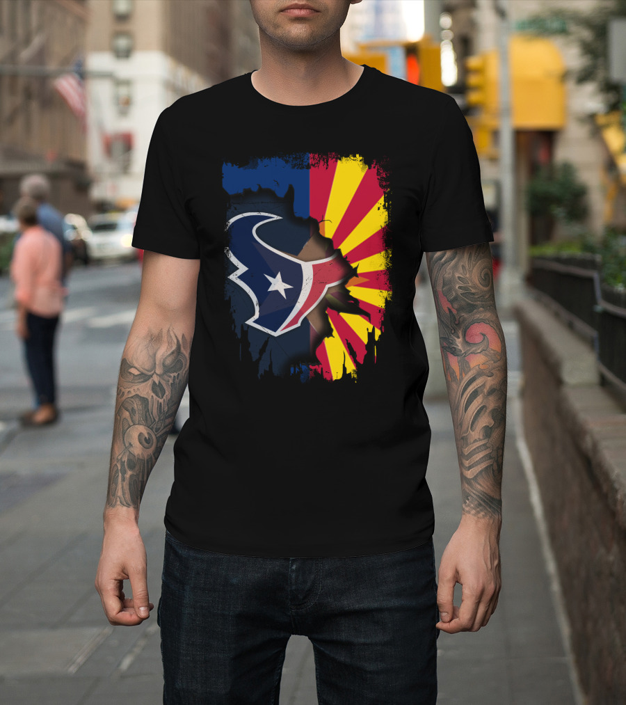 Arizona and Texans Unity with Star and Sunset Colors T-Shirt