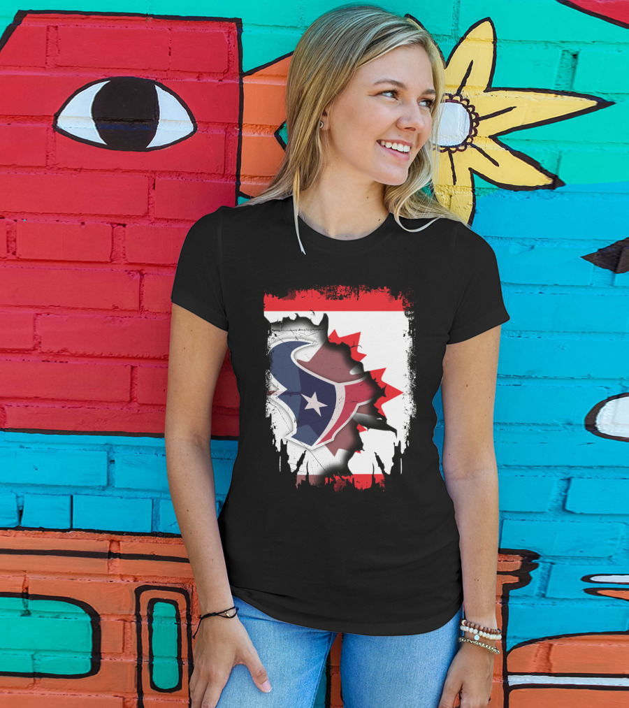 Together Canada With Texans Houston Football Emblem And Canadian Flag Integration T-Shirt