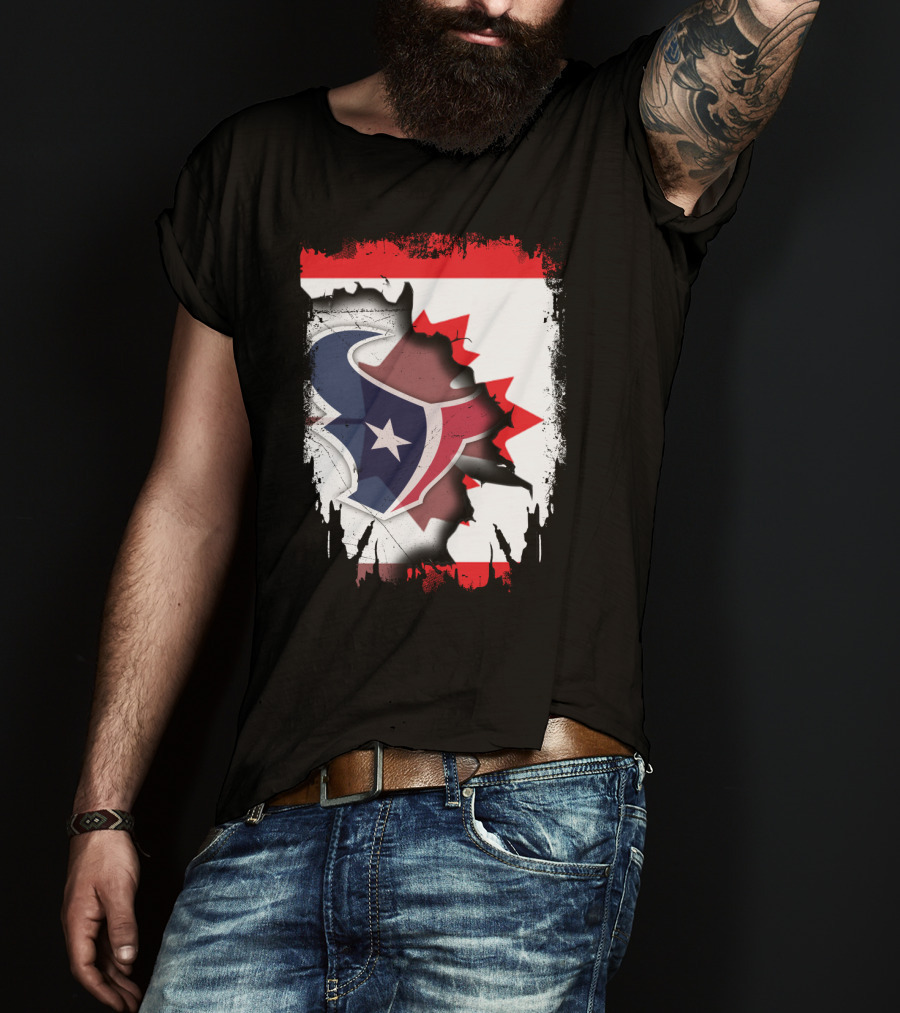Together Canada With Texans Houston Football Emblem And Canadian Flag Integration T-Shirt