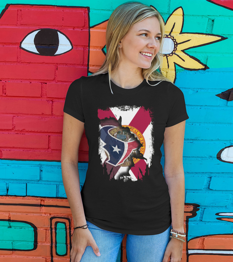 Florida Flag With Houston Texans Logo Fusion T-Shirt