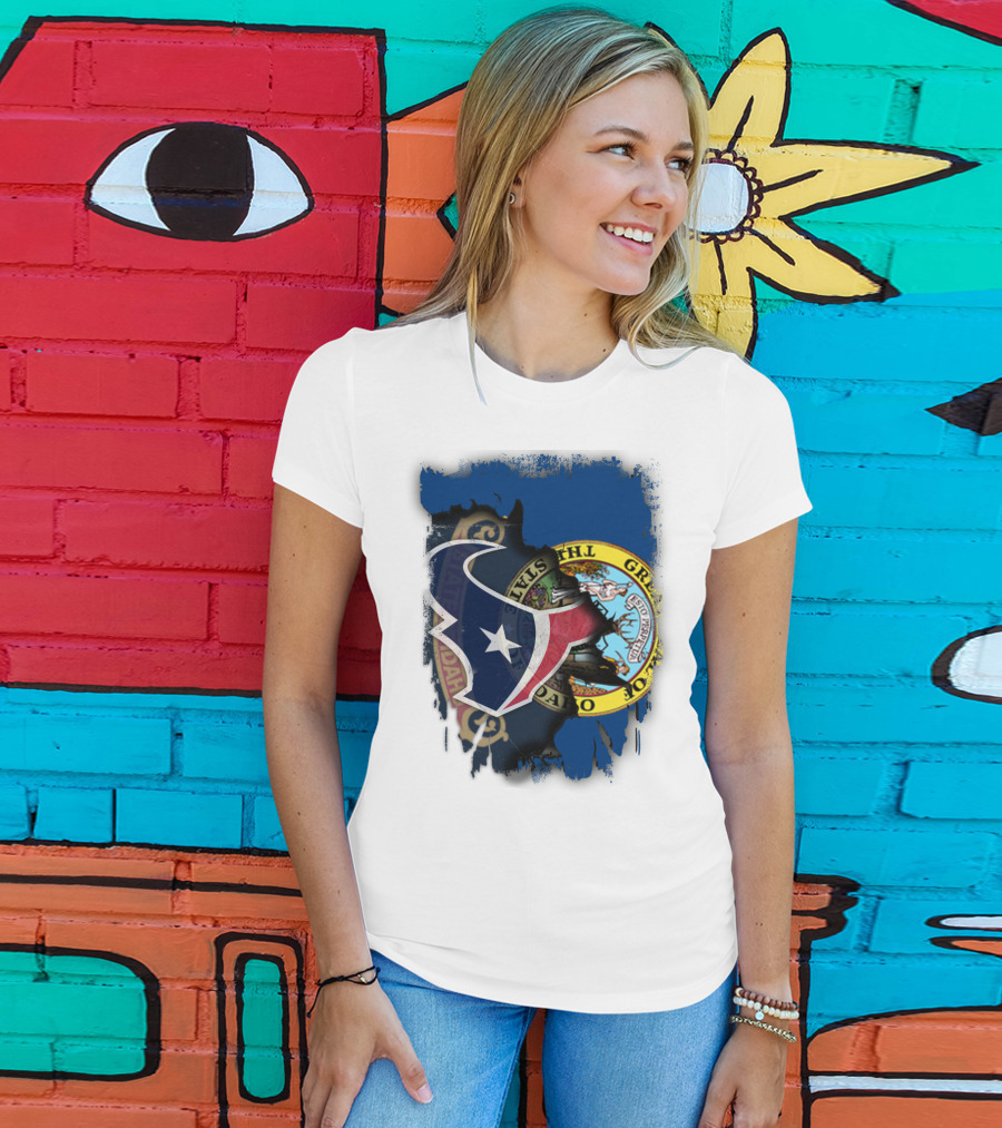 Idaho State Seal And Houston Texans Logo Fusion T-Shirt