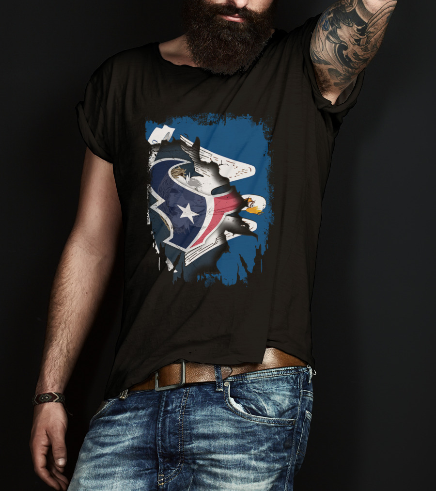 Together Louisiana With Texans Bald Eagle Hidden Flag Fusion T-Shirt