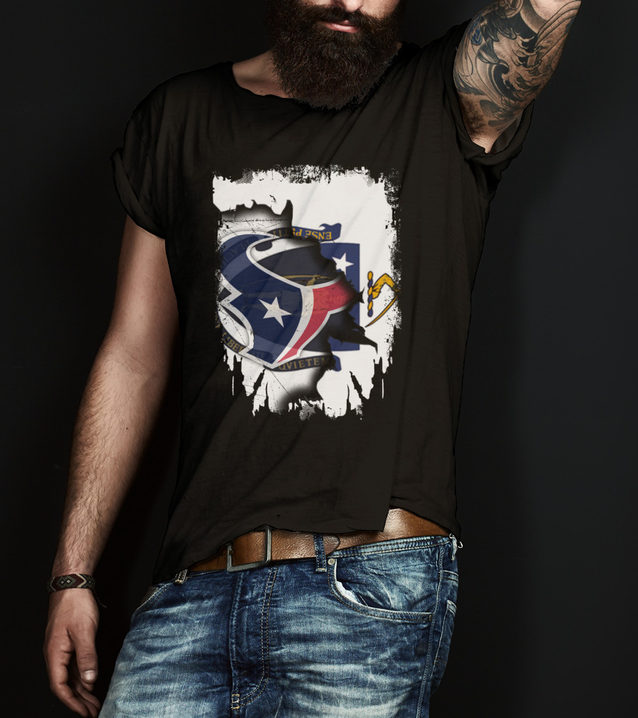 Massachusetts And Texans United With Flag And Logo Elements T-Shirt