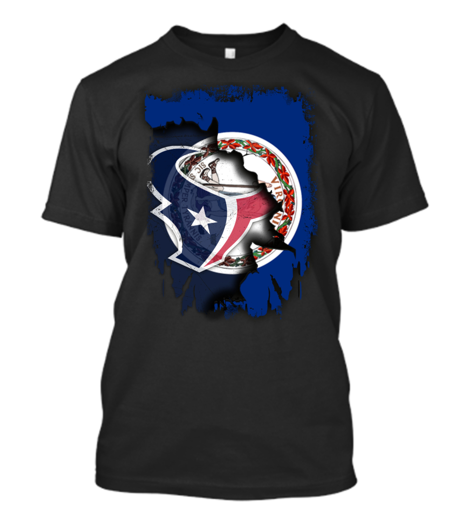 Virginia And Texans United With State And Football Pride T-Shirt