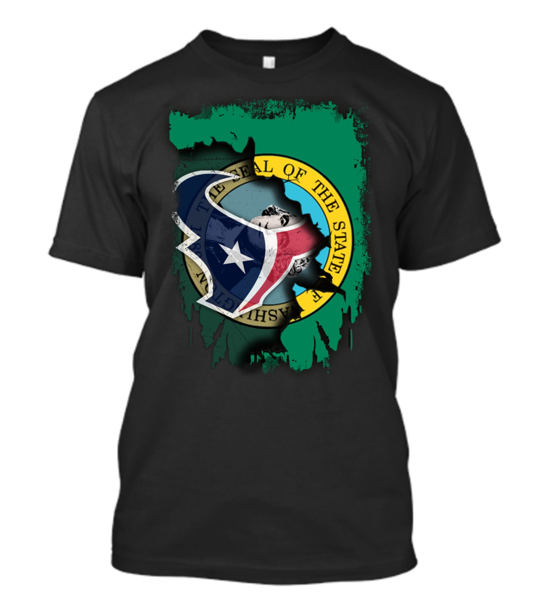 Washington State Seal Combined With Texans Logo Together T-Shirt