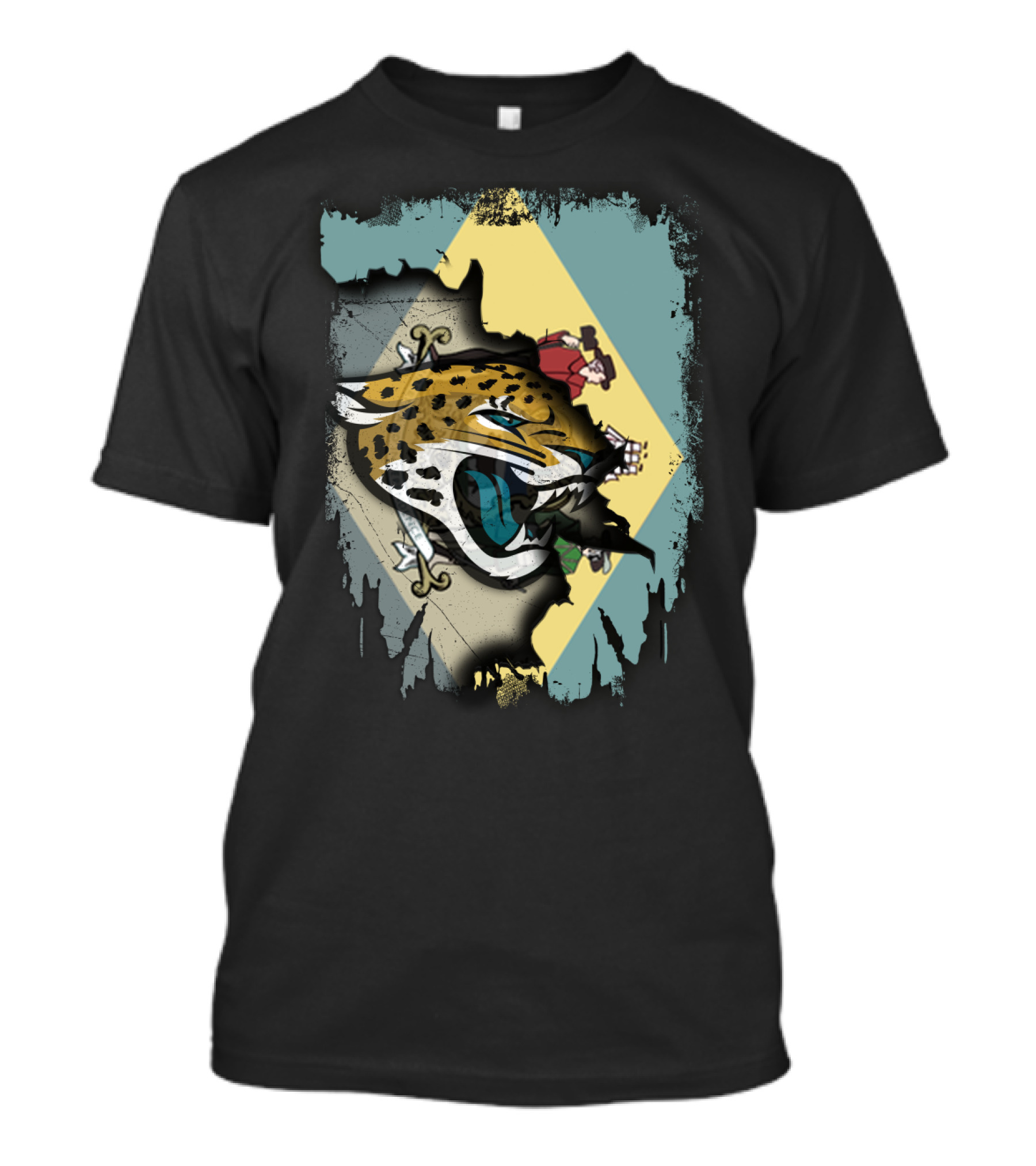 Delaware State Flag With Jacksonville Jaguars Logo Fusion T-Shirt