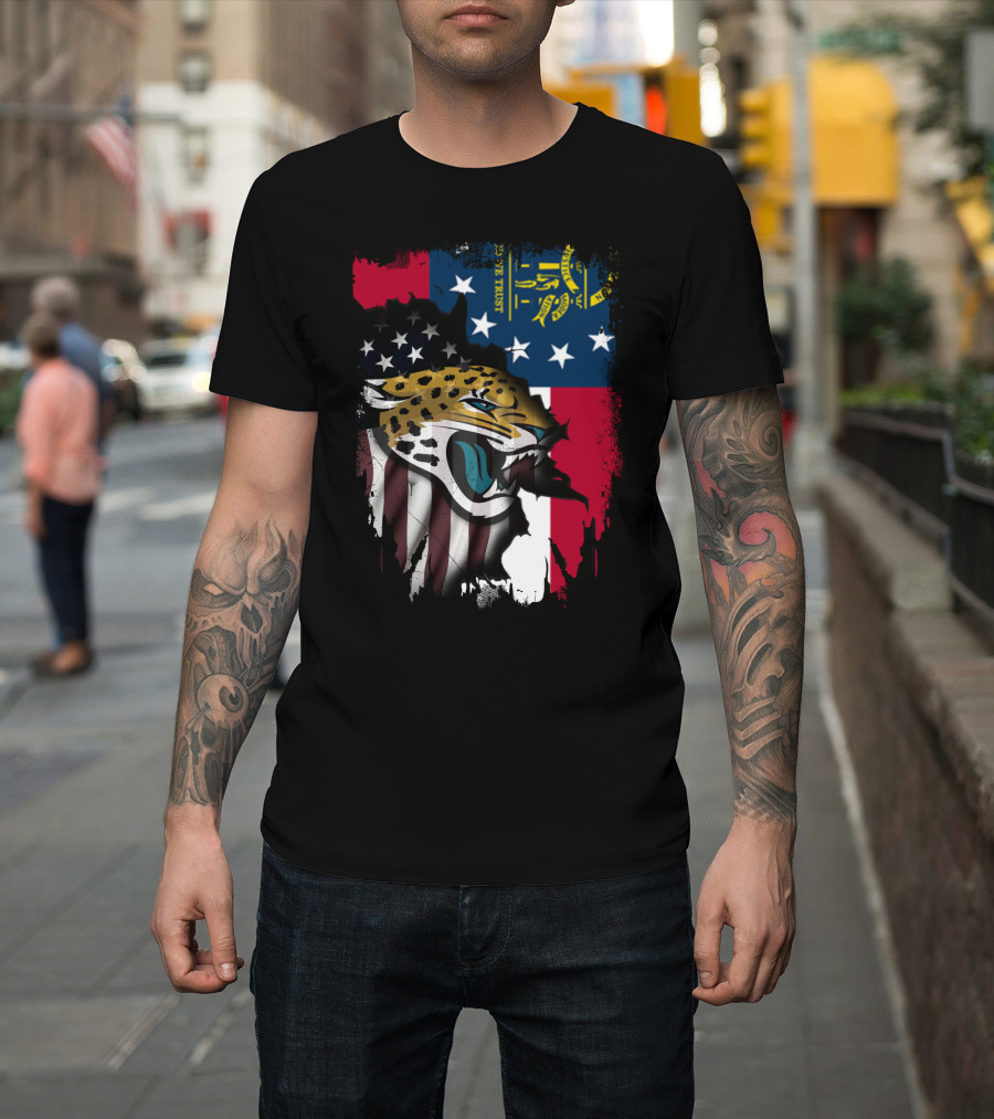 Together Georgia Flag Grunge With Jaguars American Patriotism T-Shirt