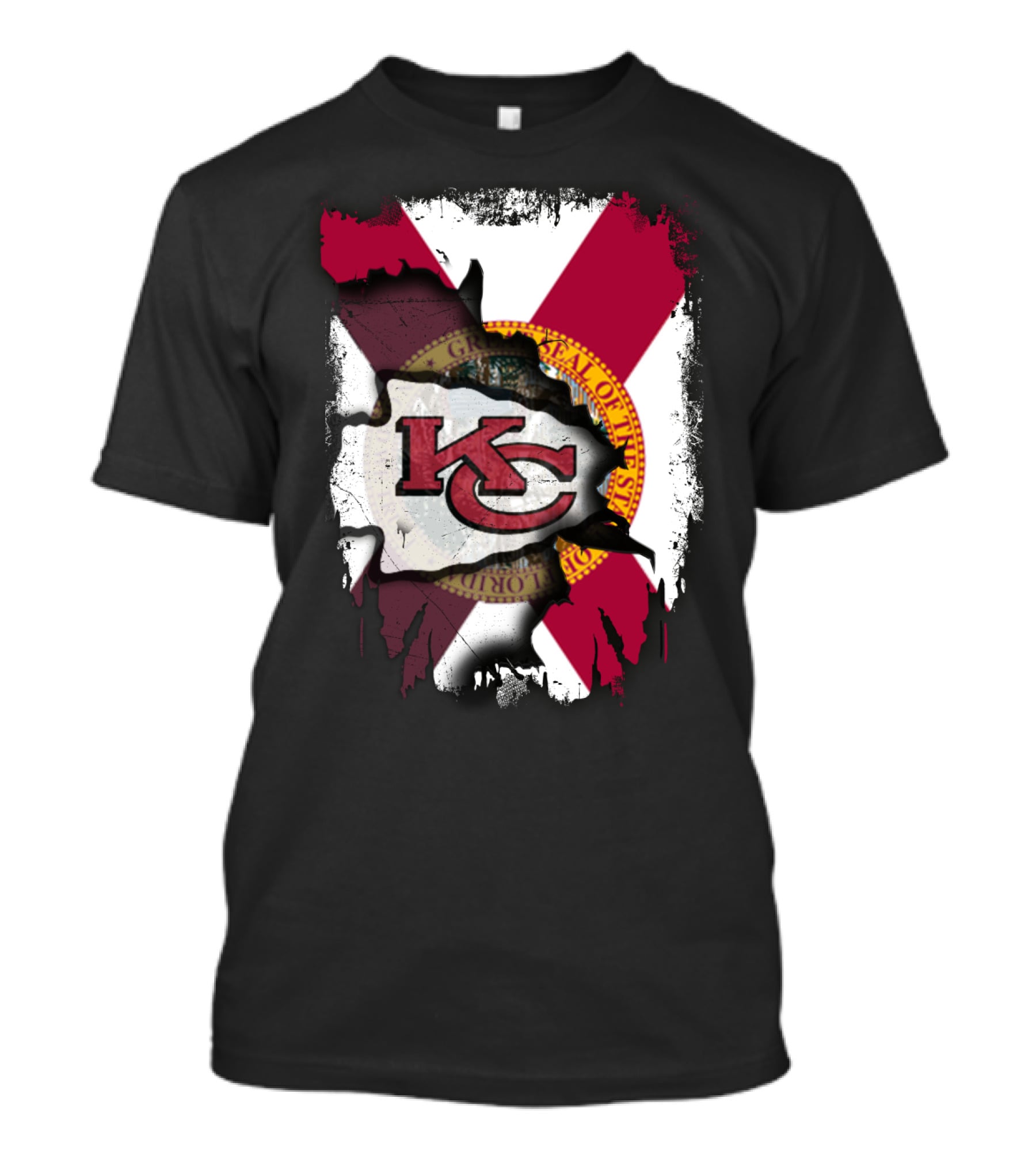 Florida State Flag With KC Chiefs Logo Integration T-Shirt