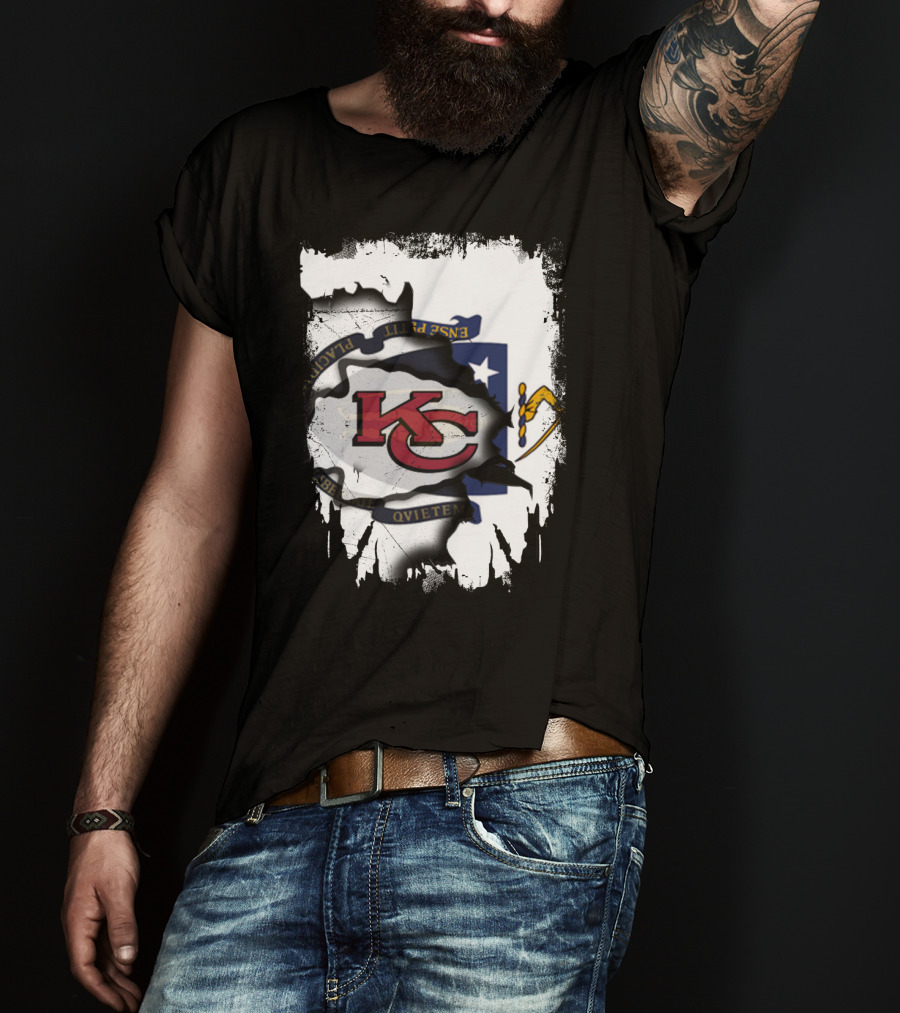 Kansas City Chiefs Massachusetts Flag Unity T-Shirt