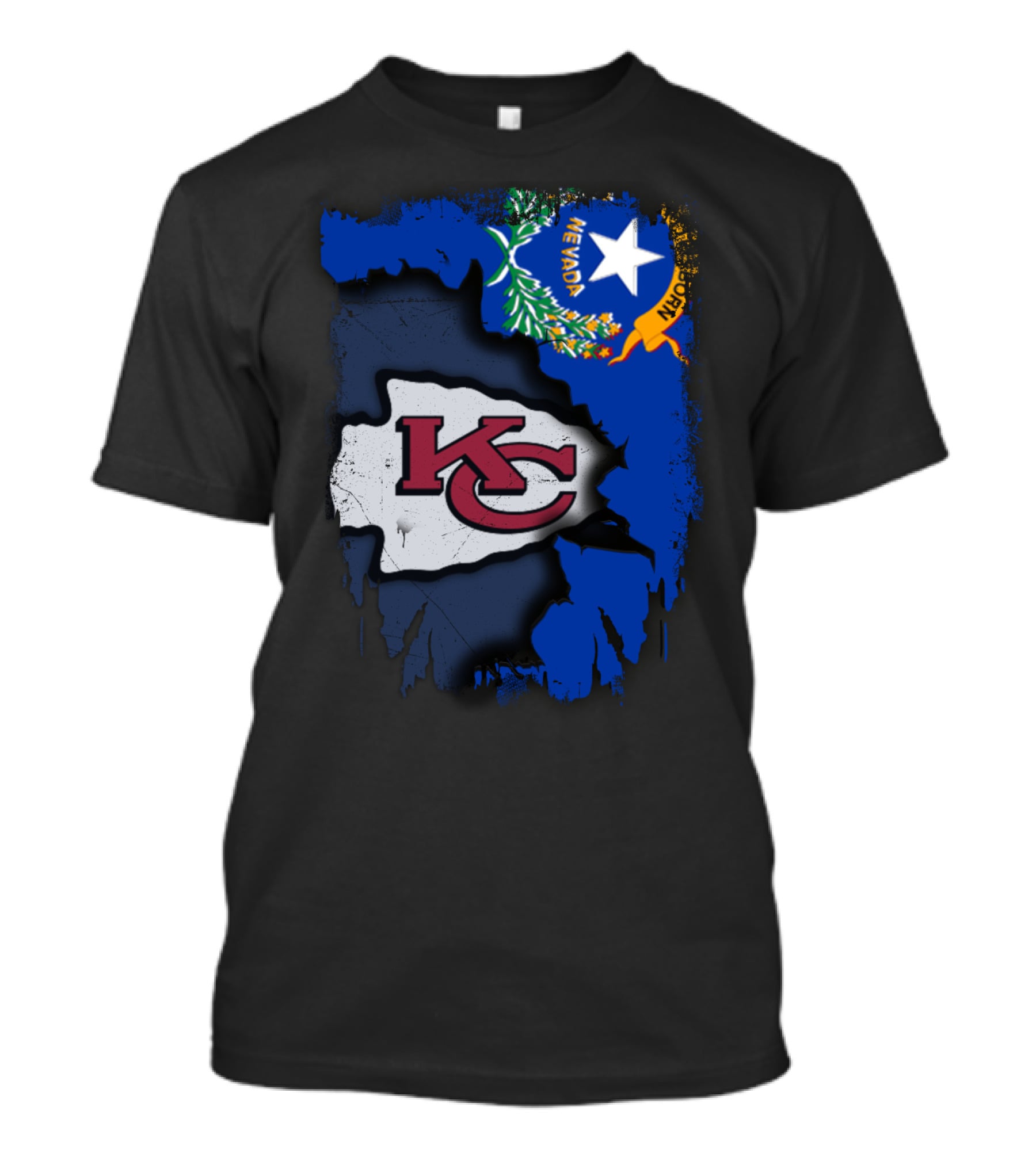 Nevada Proud With Kansas City Chiefs Logo And State Flag Elements T-Shirt
