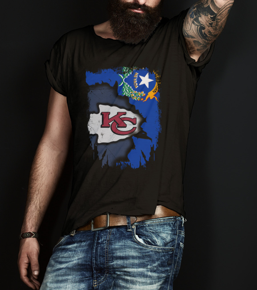 Nevada Proud With Kansas City Chiefs Logo And State Flag Elements T-Shirt