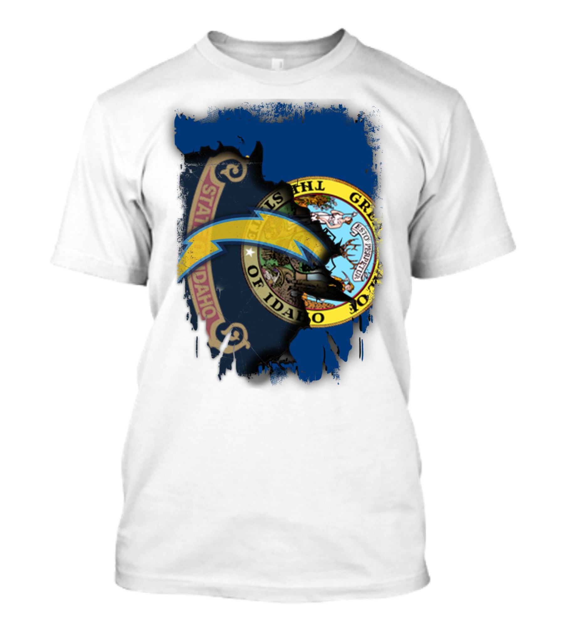 Idaho State Seal With Chargers Lightning Bolt T-Shirt