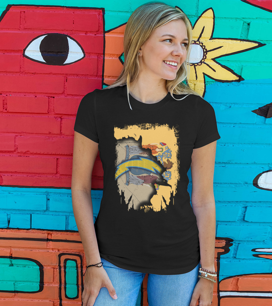 New Jersey Crest With Chargers Lightning Bolt Emblem T-Shirt