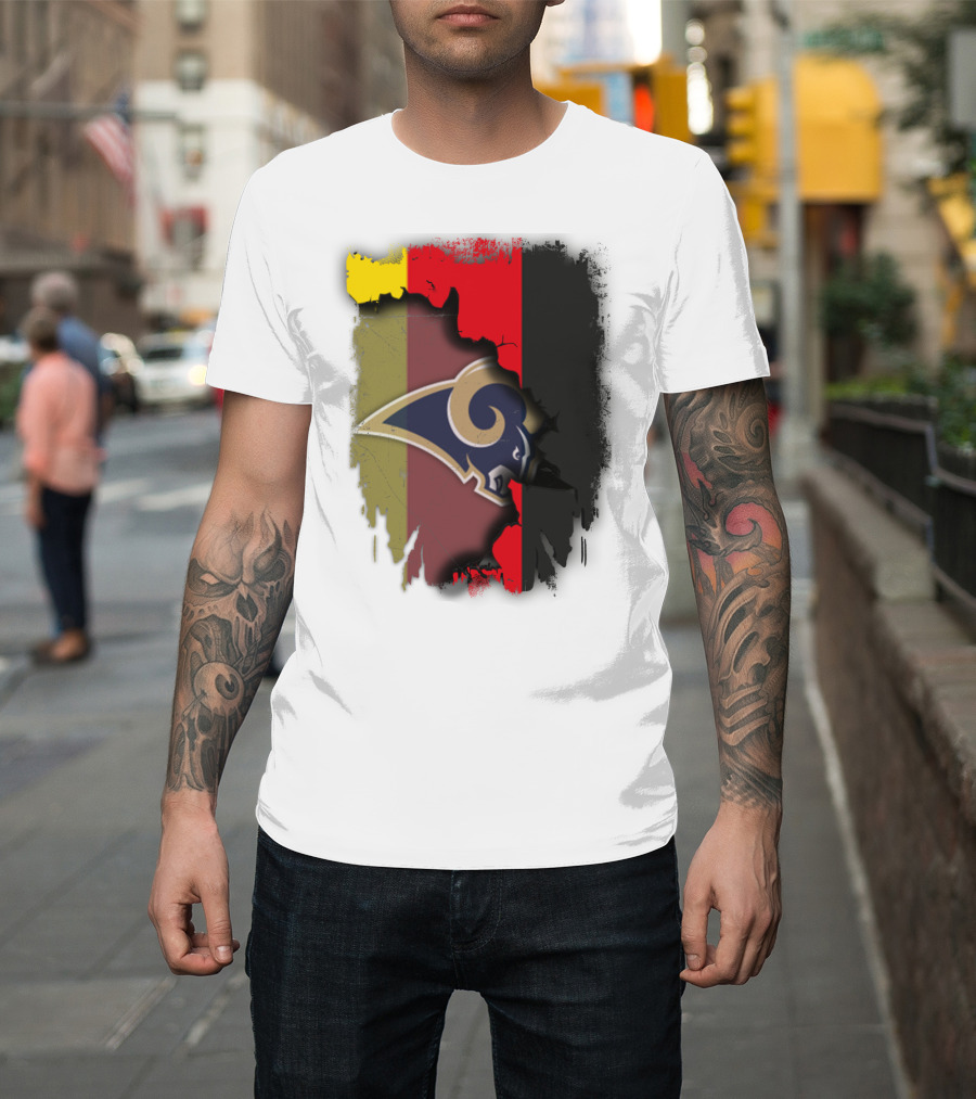 Germany Flag Grunge Style with Rams NFL Team T-Shirt